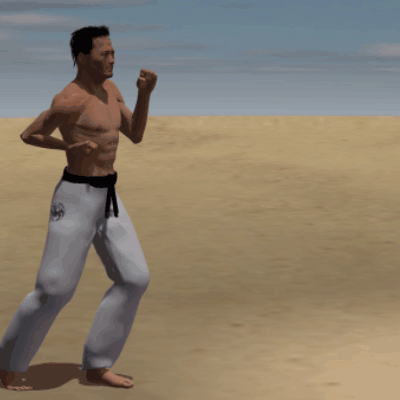 Ushiro Mawashi geri ashi mawatte