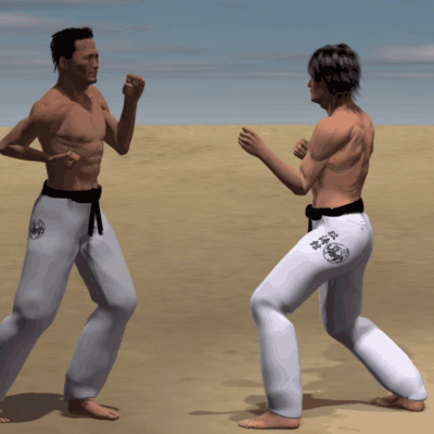 Ushiro Mawashi geri ashi mawatte